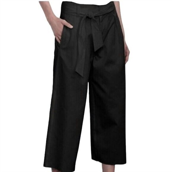 Velvet by Graham & Spenser ARISA Black Wide Leg Cropped Belted Pants Size 2 NWT - Picture 5 of 5